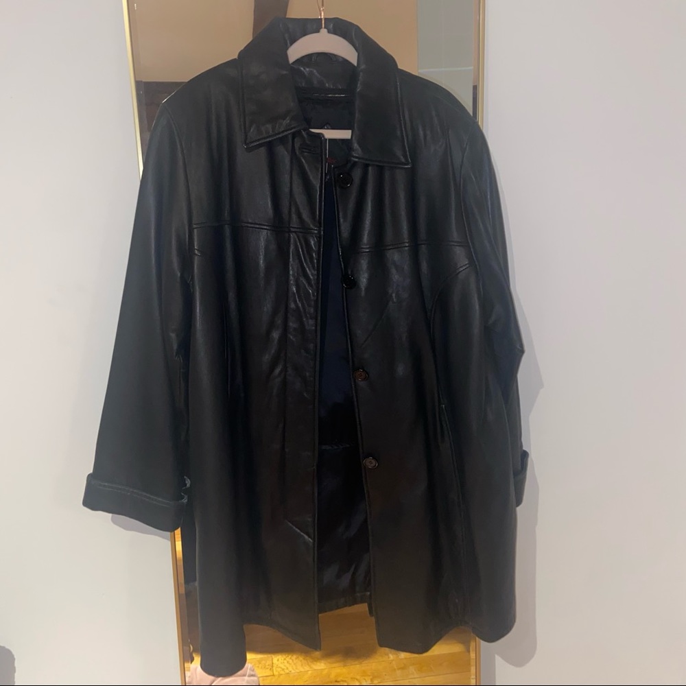 Oversize Black Leather Jacket